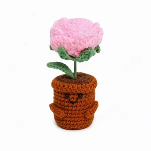 Handmade crochet flower potted plant simulation flower desktop decoration ornament gift