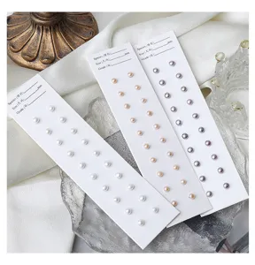 Natürliche Süßwasserperlen Ohrstecker Set, verschiedene Farben, elegante Schmuck Detailaufnahme.