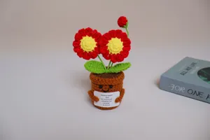 Fleur en pot au crochet faite à la main marguerite déco ornement cadeau créatif maison.