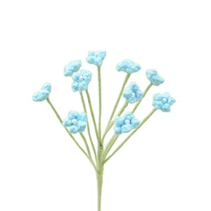 Handmade crochet baby's breath flower bouquet knit blue floral home decor gift