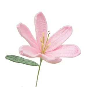 Handmade crochet pink lily flower knitted home decor gift for girlfriend and good friends