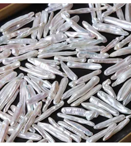 Natural freshwater baroque toothpick pearl loose beads irregular long DIY jewelry making material