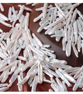 Natural freshwater baroque toothpick pearls, irregular long loose beads for DIY handmade jewelry.