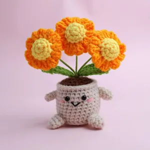 Fleur au crochet artisanale plante en pot jolie décoration de bureau cadeau maison