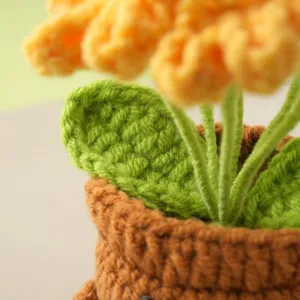 Handcrafted crochet potted flower desktop ornament cute knitted plant gift for home decor