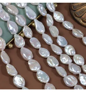 Detailansicht von 15mm barocken echten Süßwasserperlen Perlen für DIY Schmuckherstellung.