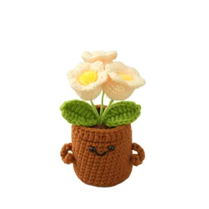 Handmade crochet potted flower plant cute desktop decoration gift cozy home ornament