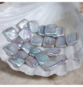 11-12mm perles d'eau douce baroques carrées en vrac perles irrégulières pour bijoux DIY vue détaillée