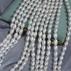 Natuurlijke Zoetwaterparels Kralen Voor DIY Sieraden Maken Rijst Druppelvorm Losse Kralen Hoge Glans Handgemaakte Sieraden Materiaal Lange Ketting