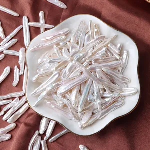 Natural Freshwater Pearl Baroque Toothpick Shape Loose Beads Irregular Long Strip Pearl For DIY Jewelry Making Materials One Piece Price