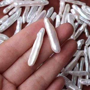 Natural freshwater baroque pearl loose beads long toothpick shape DIY jewelry making supplies