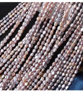 Natuurlijke zoetwaterparel strengen 4mm snoepkleur losse kralen voor sieraden maken DIY