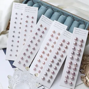 Natürliche Süßwasserperle Ohrstecker Damen elegante Button Perlen Ohrringe 10 Paare