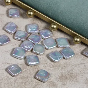 Perles d'eau douce baroques carrées de 11-12mm en vrac pour fabrication de bijoux DIY.