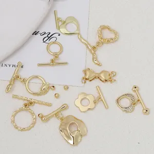 Conjunto de cierres toggle de joyería DIY de latón chapado en oro para pulseras collares.
