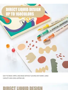 Acrylic marker set with brush tips, vibrant colors for art drawing, sketching, and DIY crafts.