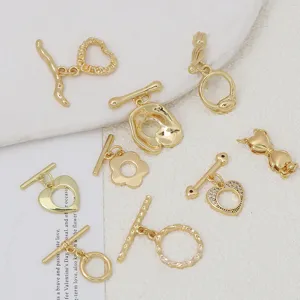 Colección de cierres toggle de latón dorado para pulseras y collares hechos a mano joyería DIY.