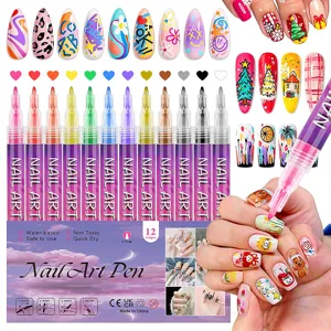 Nail Art Graffiti Pen Assortment Waterproof Quick Dry Fine Tip Liners DIY Manicure Nail Painting Markers