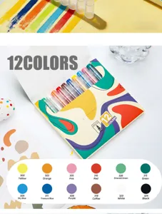 12 colors liquid acrylic paint marker set with brush tip for art drawing and graffiti.