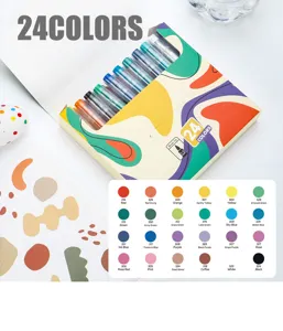 24 colors acrylic marker set brush tip art painting graffiti waterproof pens set for students