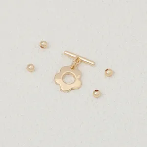 Cierre OT flor chapado en oro componente joyería DIY pulsera collar conector pieza