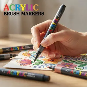 Set di pennarelli acrilici per disegno, punta morbida, colori vivaci per carta e progetti d'arte.