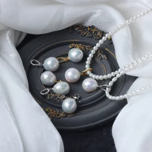 12-13mm Edison Barocco Perla Pendente Staccabile S925 Argento Sterling Collana Principale