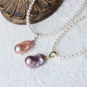 Ciondolo Solo Natural Freshwater Pearl Ciondolo a Coda di Pesce Barocco Perla Colorata Irregolare Lucida Chiusura in Argento Sterling 925 da Donna per Gioielli Fai da Te Fatti a Mano