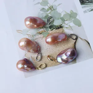 Ciondolo perla barocca colorata fai da te accessorio gioiello argento sterling rimovibile.