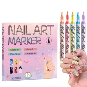 Mehrfarbige Nail-Art-Marker Wasserdicht Schnelltrocknend Feine Spitze Malerei Graffiti Stifte DIY Nageldesign Werkzeuge