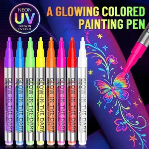 8 Colors Neon UV Glow Marker Pens Body Painting Fluorescent Drawing Pens for Party Art