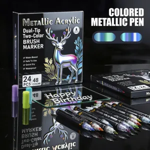 Marqueurs Acryliques Métalliques à Double Tête Stylos de Peinture Imperméables à Séchage Rapide Pour Bricolage Modèle Coloriage Dessin