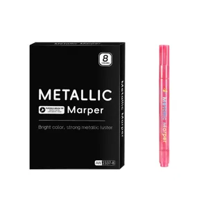 Metallic acrylic marker pen set 8 colors fine point paint pens for card making art rock painting