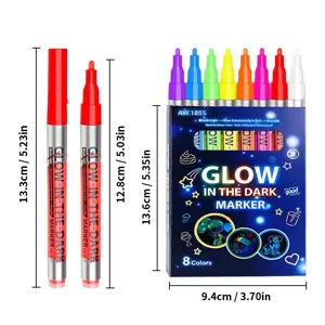 Colorful glow in the dark markers set 8 colors uv reactive painting pens for DIY art crafts.