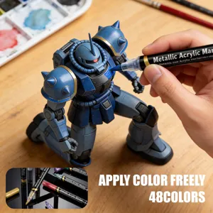 Set de marqueurs acryliques métalliques double pointe pour maquettes et mecha 48 couleurs