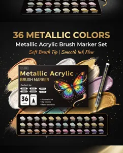 Set de marqueurs pinceaux acryliques métalliques 36 couleurs pour la peinture artistique.