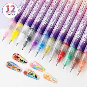 Nail art pen set 12 colors waterproof graffiti pen quick-drying acrylic nail art marker 0.5mm