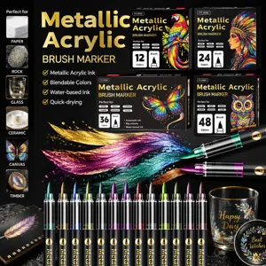Marqueurs Peinture Acrylique Métalliques Pinceau Stylos Pour Peinture Sur Pierre Verre Céramique Bois Artisanat DIY