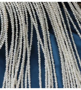 Natural freshwater pearl strands detail view, 2.5-3mm small potato pearl jewelry supplies