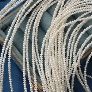 Natural freshwater potato pearl strands 2.5-3mm small white pearls for jewelry making DIY