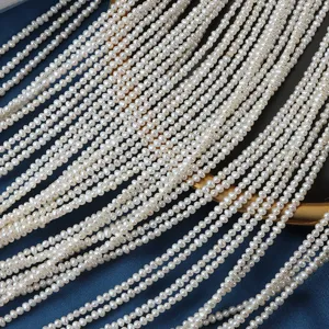 Natural freshwater pearls 2.5-3mm small potato shape white loose pearl strands for jewelry making.