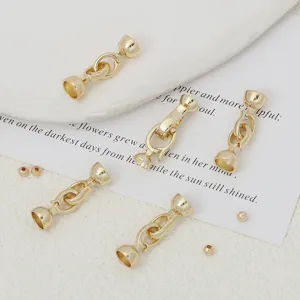 Conectores de cierre de perlas en latón dorado para collares pulseras joyería DIY hechos a mano.