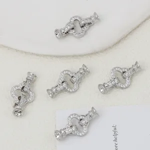 Cierres OT de trébol de circonita micro pave para hacer pulseras y collares de joyería.