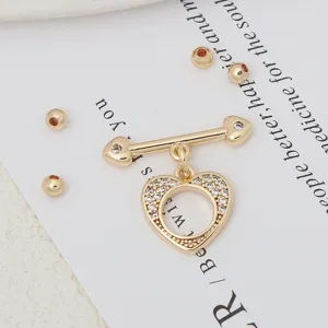 Cierre OT de corazón micro-pavé bañado en oro DIY pulsera collar detalle de joyería