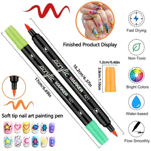 Doppelseitiger Acryl-Marker Stift für DIY Nailart Design, schnell trocknend und glatt.