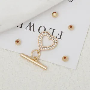 Cierre OT Corazon Zirconia Chapado En Oro DIY Collar Pulsera Accesorios Para Joyeria