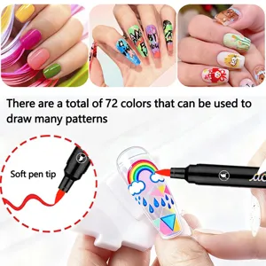 72 Farben Acryl Nagelkunst Marker mit weicher Pinselspitze für DIY Maniküre Malerei.