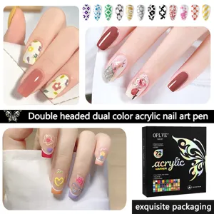 Detailansicht von 72 Farben doppelseitiger Acryl Nagelkunst Marker Stift mit exklusiver Verpackung.