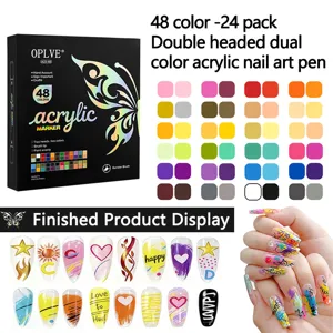 48 farbige doppelseitige Acryl Nagelkunst Stifte Set, ideal für DIY Nagelmalerei und Design.