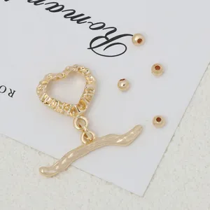 Cierre OT de corazon chapado en oro y cuentas detalle para hacer joyas artesanales accesorios